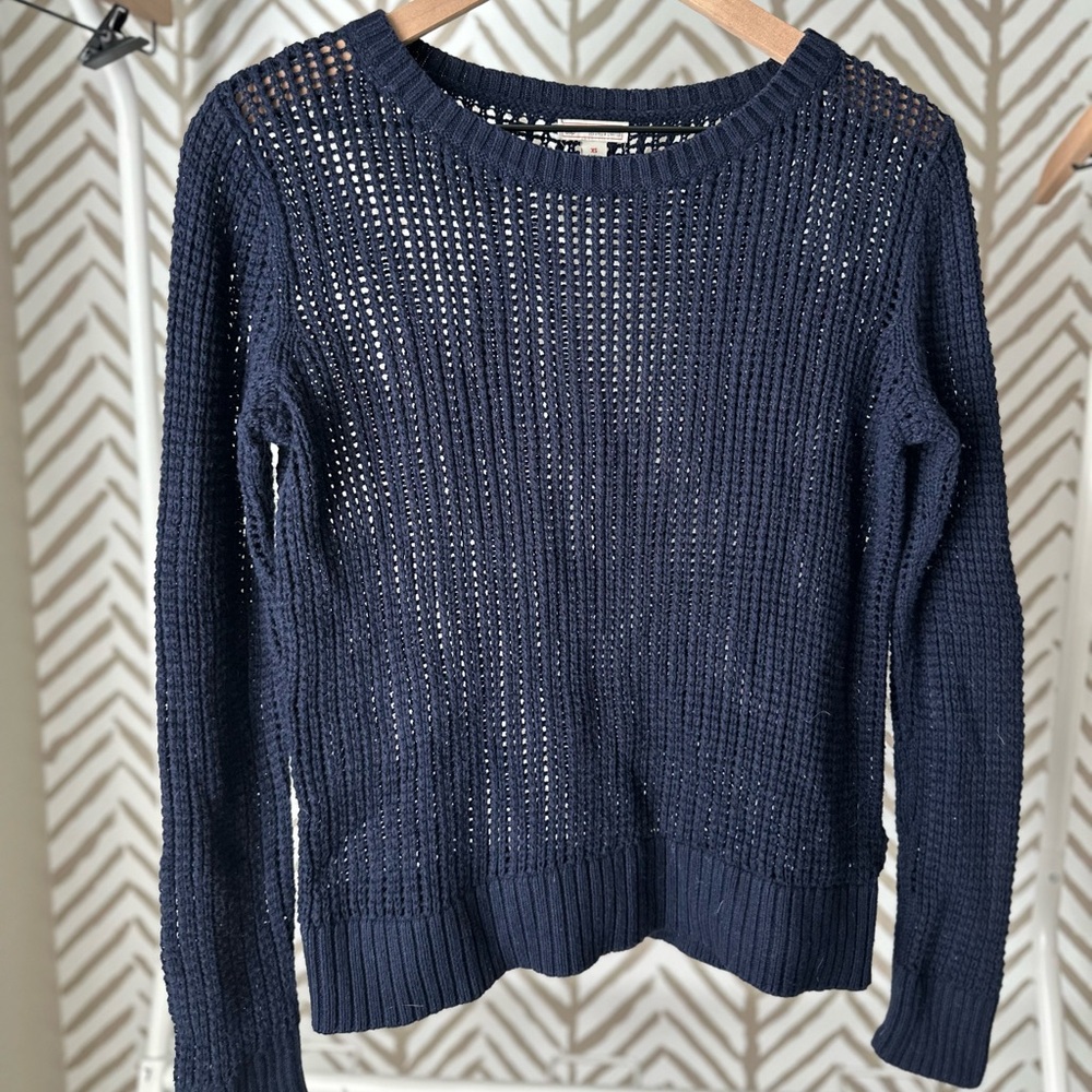 Navy crochet knit sweater